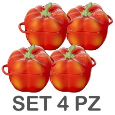 Peperone rosso ceramica 4 pezzi - Staub