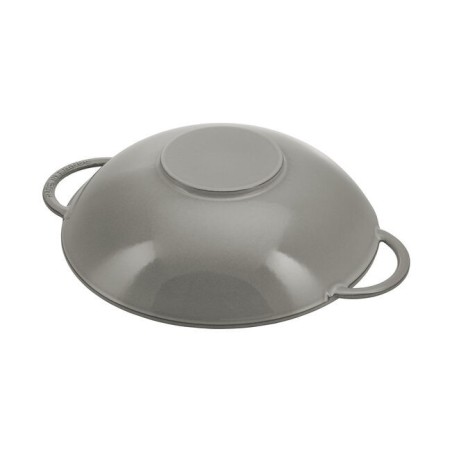 Wok in Ghisa Staub 37 cm grigio con Coperchio | Wok Grande Induzione