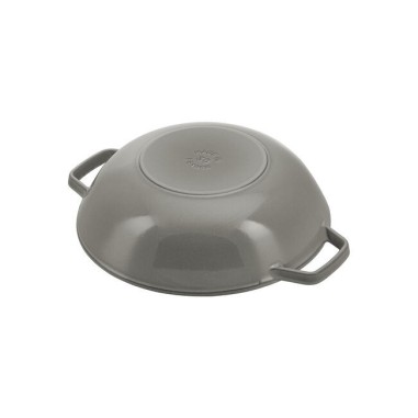 Wok in Ghisa Staub 30 cm grigio  con Coperchio | Wok Induzione Compatto