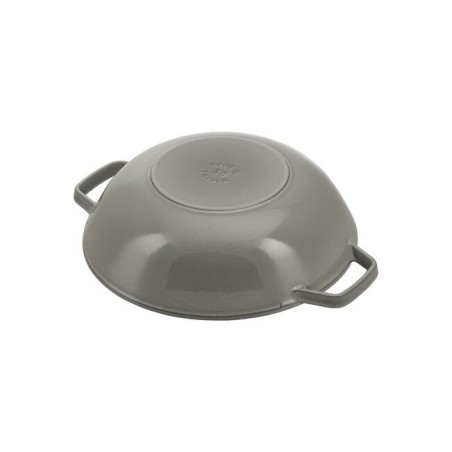 Wok in Ghisa Staub 30 cm grigio  con Coperchio | Wok Induzione Compatto