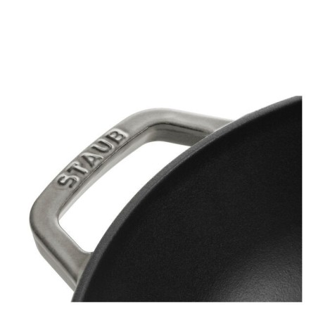 Wok in Ghisa Staub 30 cm grigio  con Coperchio | Wok Induzione Compatto