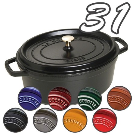 Cocotte Ovale Staub 31 cm | Pentola Grande per Arrosti e Forno
