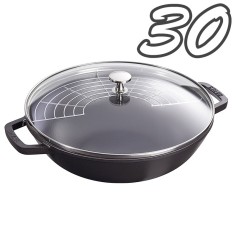 Wok in Ghisa Staub 30 cm con Coperchio | Wok Induzione Compatto