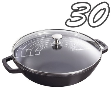 Wok in Ghisa Staub 30 cm con Coperchio | Wok Induzione Compatto